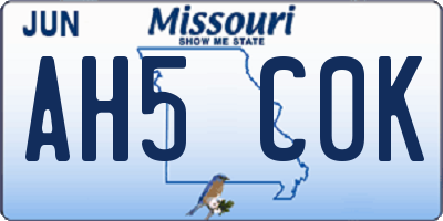 MO license plate AH5C0K