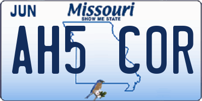 MO license plate AH5C0R