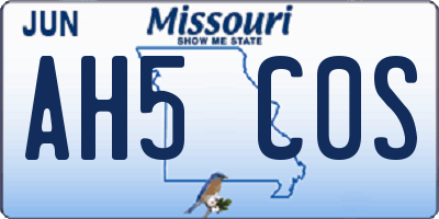 MO license plate AH5C0S