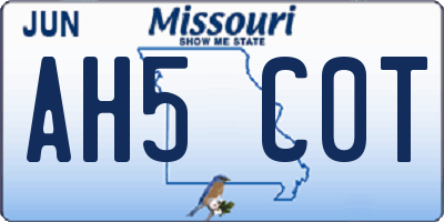 MO license plate AH5C0T