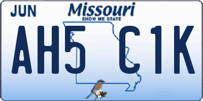 MO license plate AH5C1K