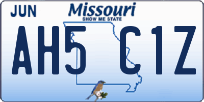 MO license plate AH5C1Z