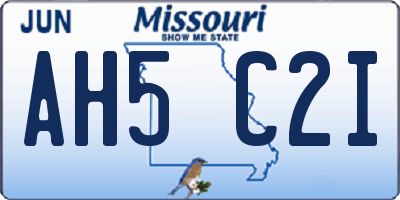 MO license plate AH5C2I