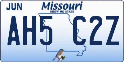 MO license plate AH5C2Z
