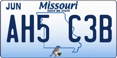MO license plate AH5C3B