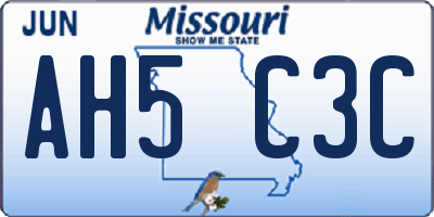 MO license plate AH5C3C