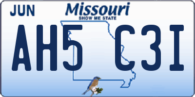MO license plate AH5C3I