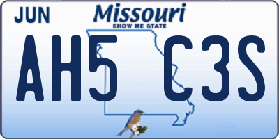 MO license plate AH5C3S