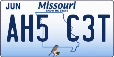 MO license plate AH5C3T