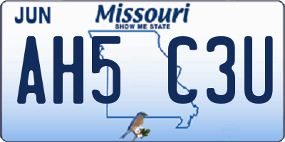 MO license plate AH5C3U