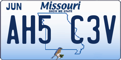 MO license plate AH5C3V