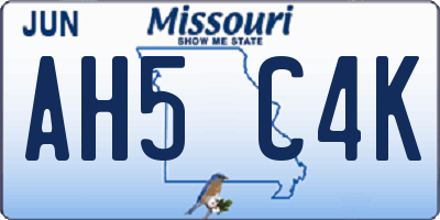 MO license plate AH5C4K