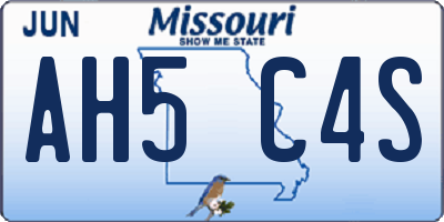 MO license plate AH5C4S