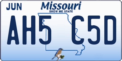MO license plate AH5C5D