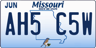 MO license plate AH5C5W