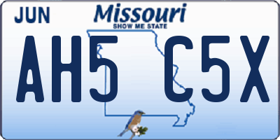 MO license plate AH5C5X