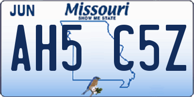 MO license plate AH5C5Z