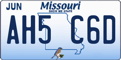 MO license plate AH5C6D