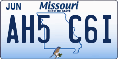 MO license plate AH5C6I