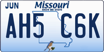 MO license plate AH5C6K