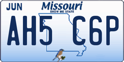 MO license plate AH5C6P