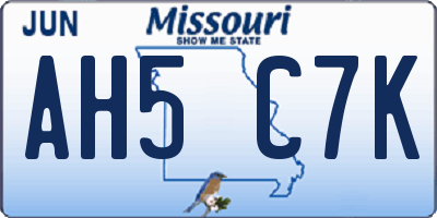 MO license plate AH5C7K