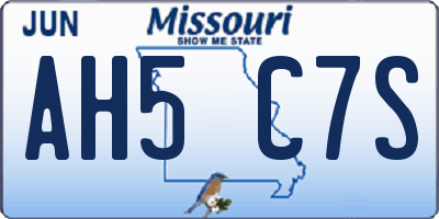 MO license plate AH5C7S
