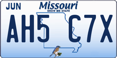 MO license plate AH5C7X