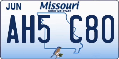 MO license plate AH5C8O