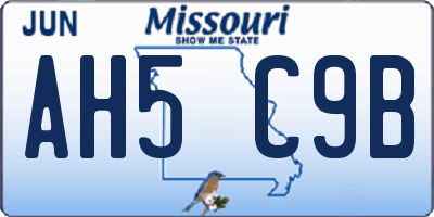 MO license plate AH5C9B