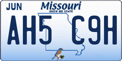 MO license plate AH5C9H