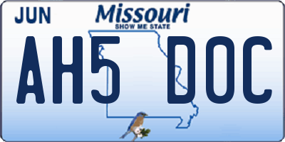 MO license plate AH5D0C