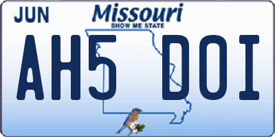 MO license plate AH5D0I