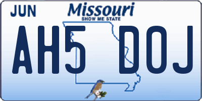 MO license plate AH5D0J
