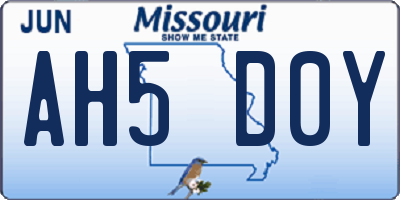 MO license plate AH5D0Y