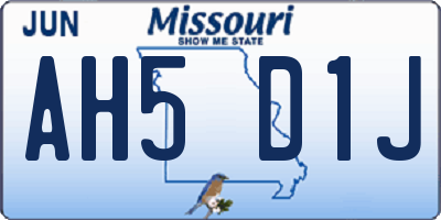 MO license plate AH5D1J