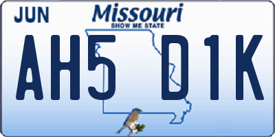 MO license plate AH5D1K