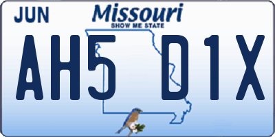 MO license plate AH5D1X
