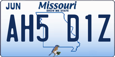 MO license plate AH5D1Z