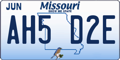 MO license plate AH5D2E