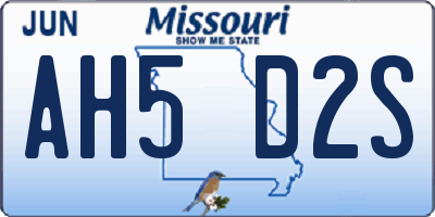 MO license plate AH5D2S