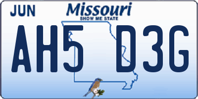 MO license plate AH5D3G