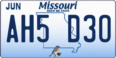 MO license plate AH5D3O