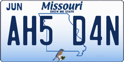 MO license plate AH5D4N
