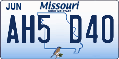 MO license plate AH5D4O