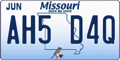 MO license plate AH5D4Q