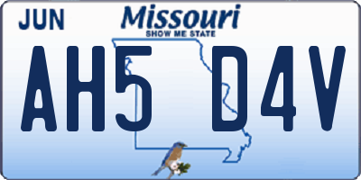 MO license plate AH5D4V