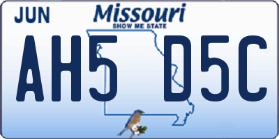 MO license plate AH5D5C