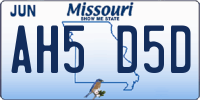 MO license plate AH5D5D
