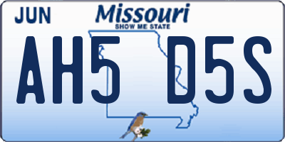 MO license plate AH5D5S